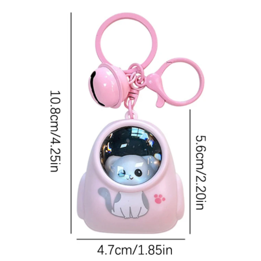 Cute Kitty In Bag Keychain With Light On / Off Button | 1pc Random Colour