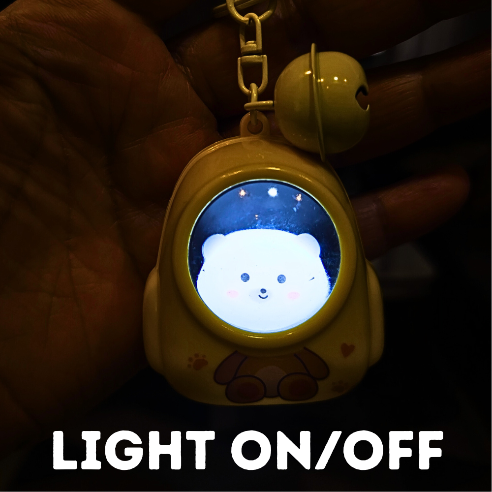 Cute Kitty In Bag Keychain With Light On / Off Button | 1pc Random Colour