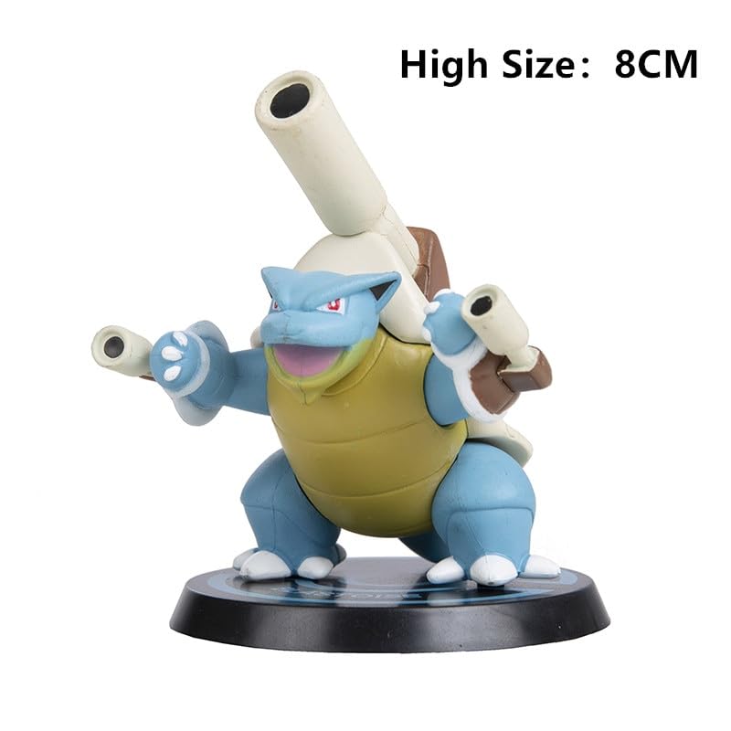 Cartoon Action Figure Toy Height -8CM | Poke Blue Yellow Round Stand