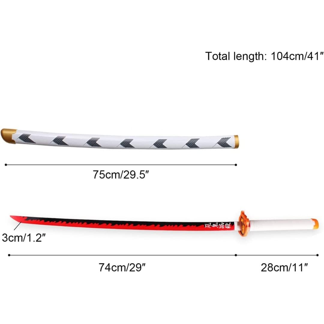 Devil Slayer Anime Wooden Katana Sword Toy Cosplay Length - 104cm | Ren-gk Katana