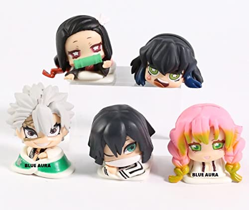 Devil Slayer Action Figures Height -5CM Set of 5 Figures | Set of 5 Pink Green Gal