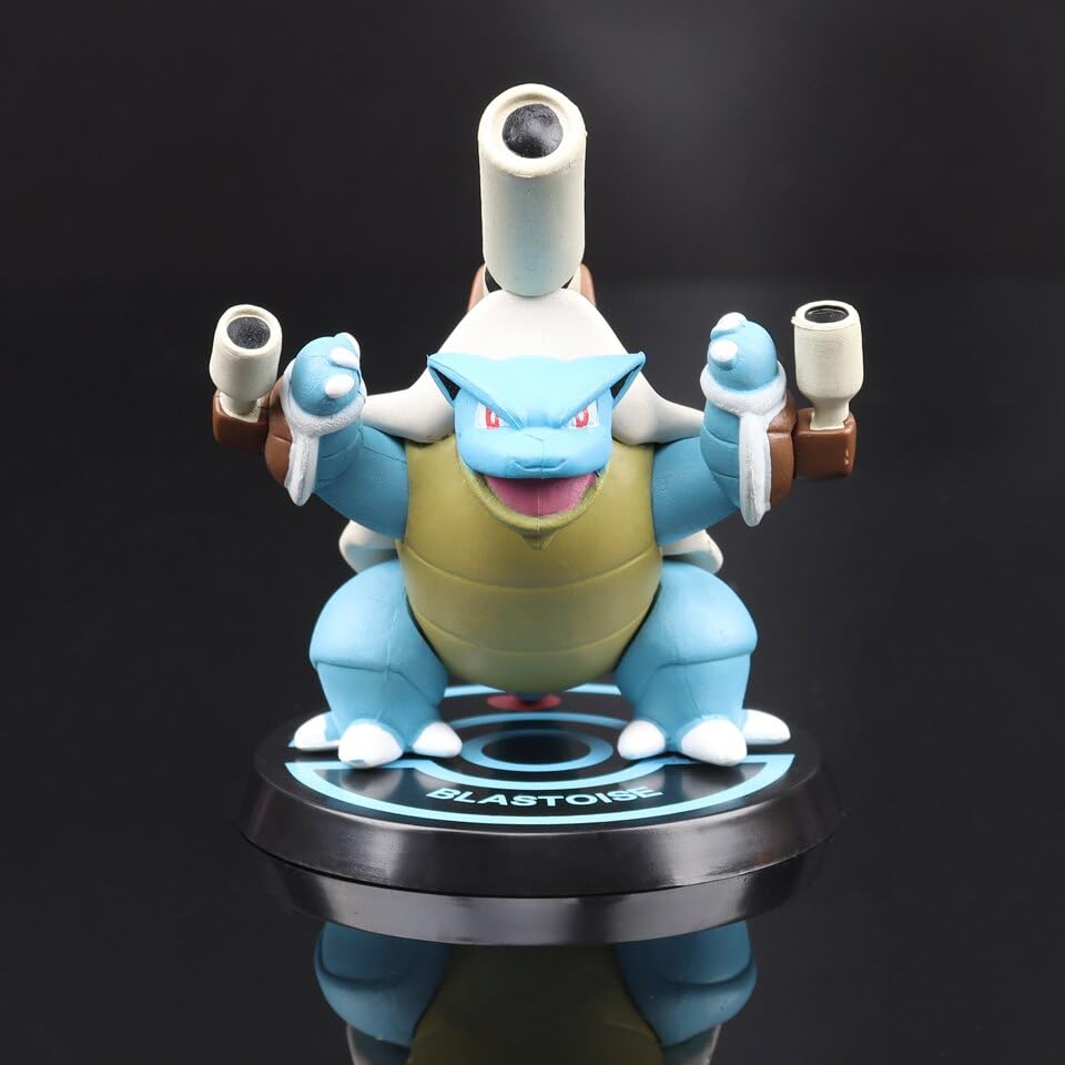 Cartoon Action Figure Toy Height -8CM | Poke Blue Yellow Round Stand