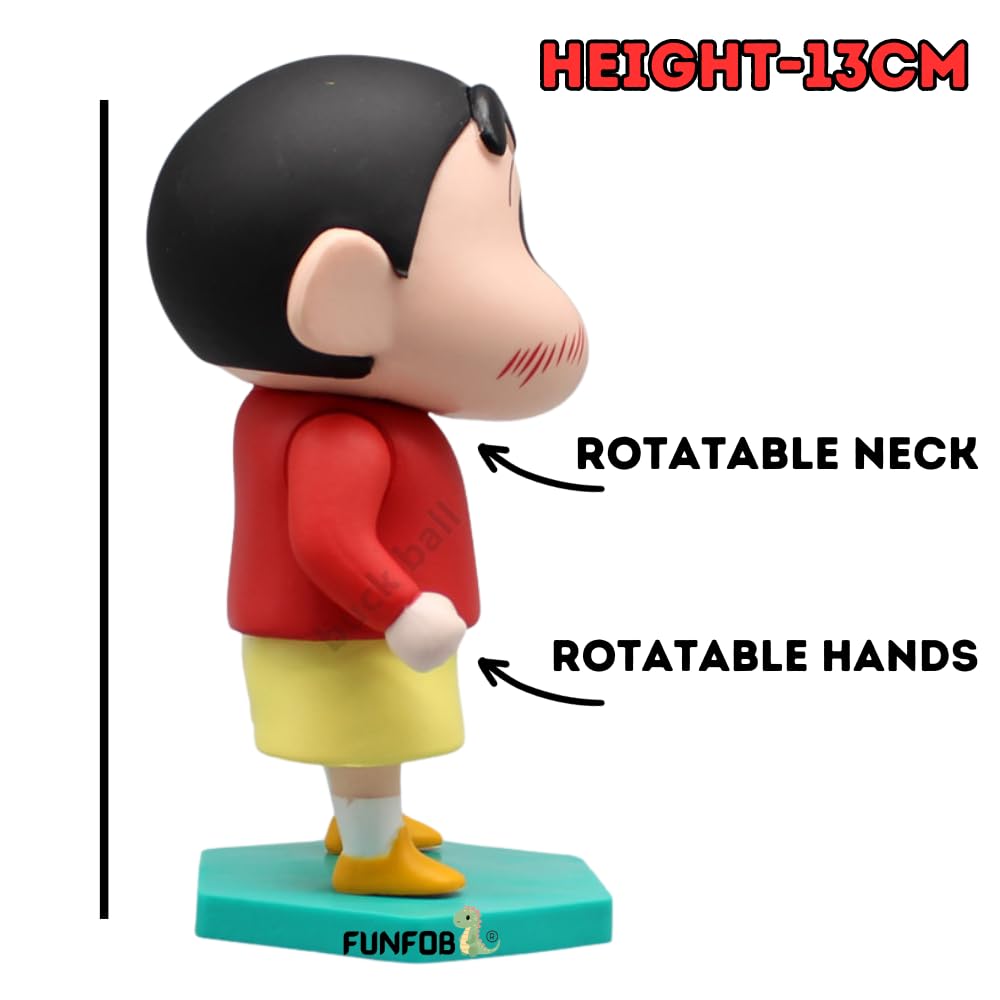 Shinchan Action Figure Toy Size - 13CM | Shin Red Green Stand