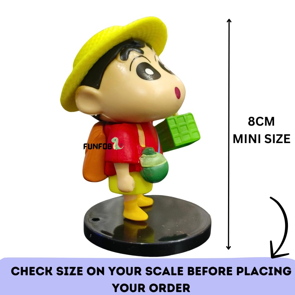 Shinchan Action Figure Toy Size - 8CM | Shin Hat & Basket Small