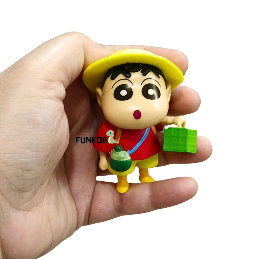 Shinchan Action Figure Toy Size - 8CM | Shin Hat & Basket Small