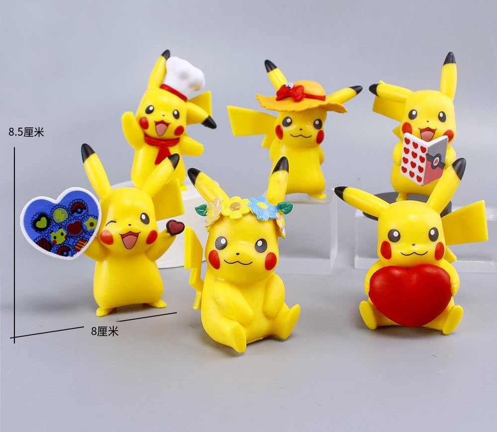 Cartoon Action Figure Pack of 6 Toy Height -9CM | Poke Heart Set
