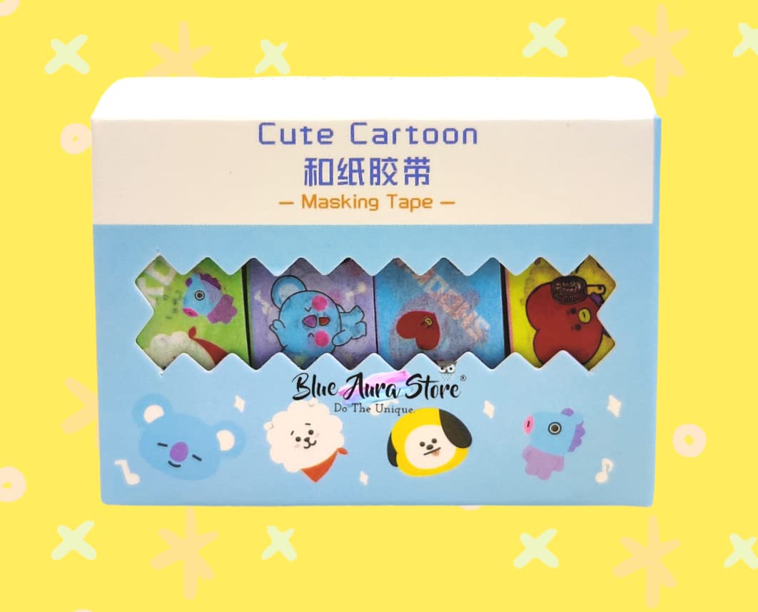 BTS BT21 Washi Tape | 4 Random Tape in One Box| For Scrapbooking DIY Art & Craft