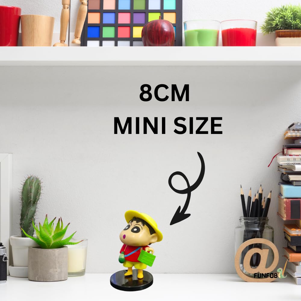 Shinchan Action Figure Toy Size - 8CM | Shin Hat & Basket Small