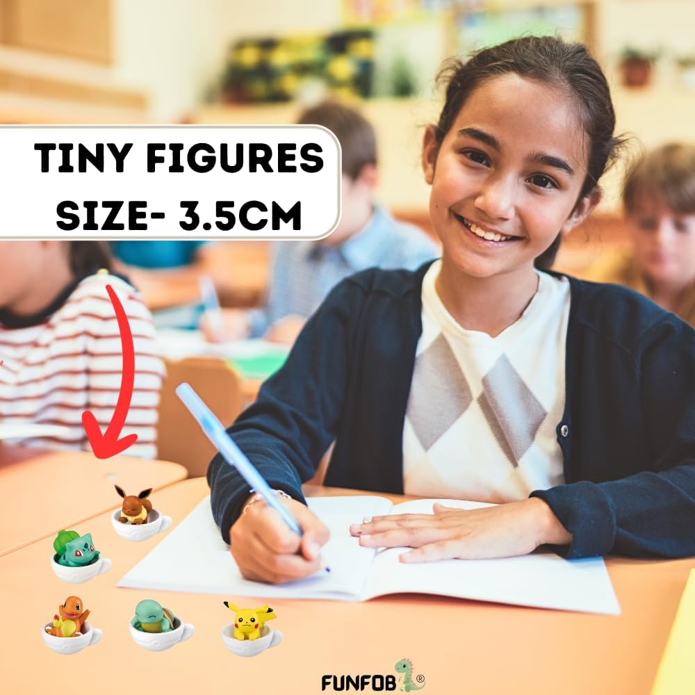 Cartoon Movie Action Figure | Tiny Version | Pack of 5 Toy Height -3.5CM | Poke White Cup