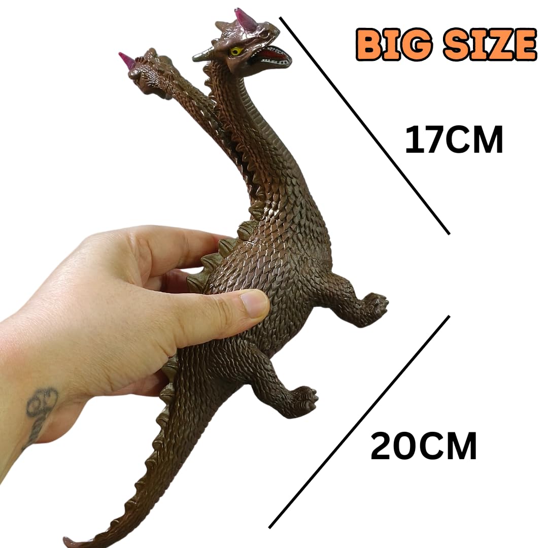 Dinosaur Toys for Kids Height-17x20CM Two Head Dinosaur Toy Action Figures | 2 Head Brown Slim