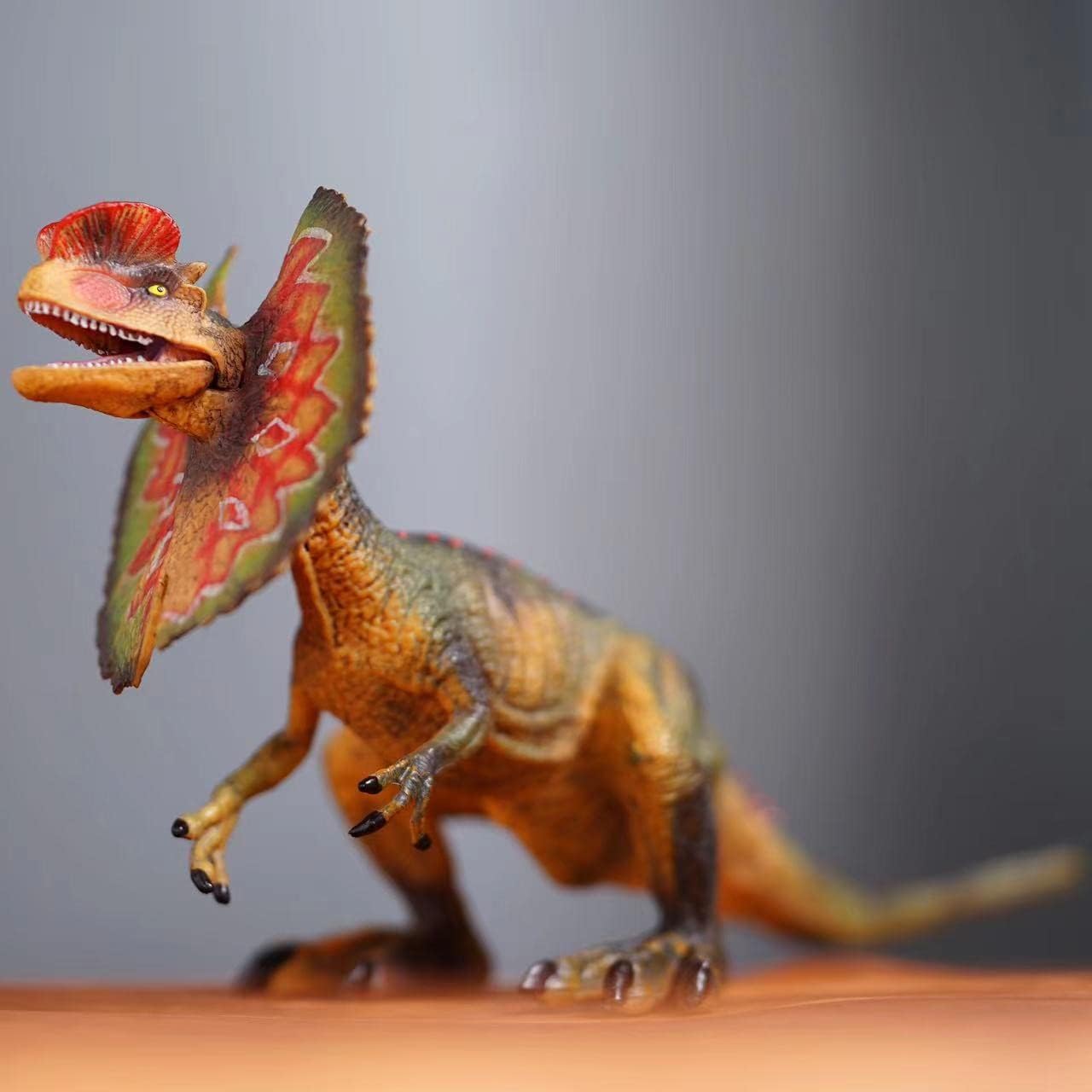 Dilophosaurus Dinosaur Toy for Kids Dinosaur Toys Length- 25cm | Spiked Red Green