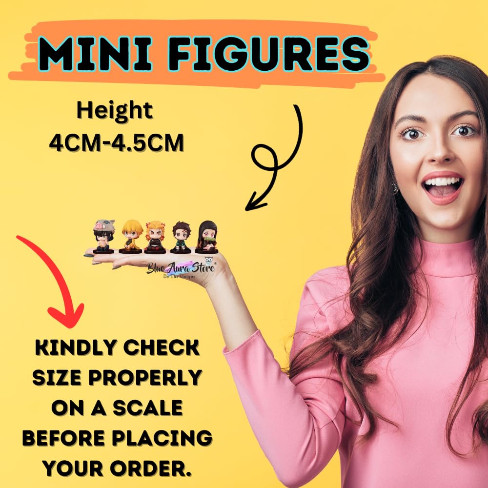 Anime Action Figures Set Of 5 Height -5Cm | Demon Mini
