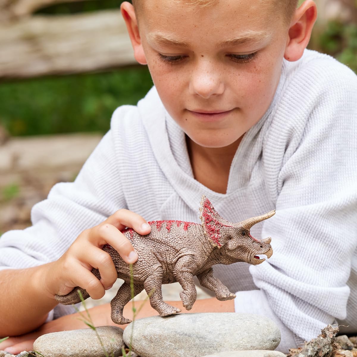 Triceratops Dinosaur Toys for Kids Height-22X10CM PVC Dinosaur Action Figures | Horn Dino GM