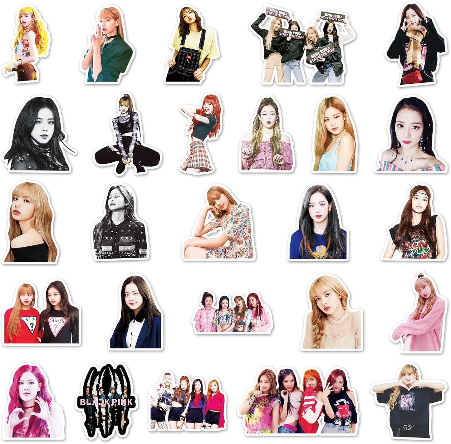 Black pink Stickers Pack of 50 | Random - No Repeat