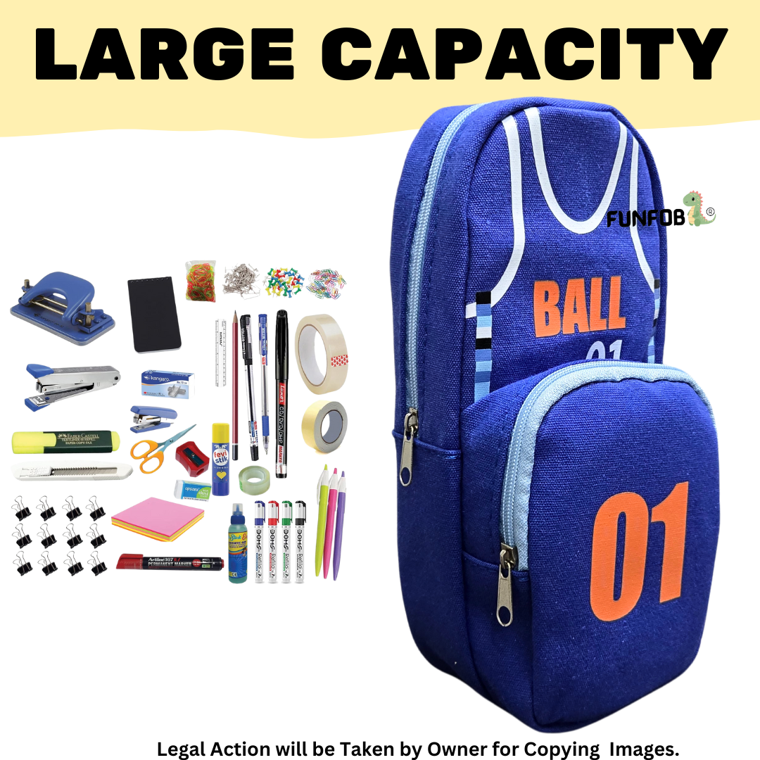 Soccer Pencil Pouch for Kids Teenager School College | Soccer Blue 01