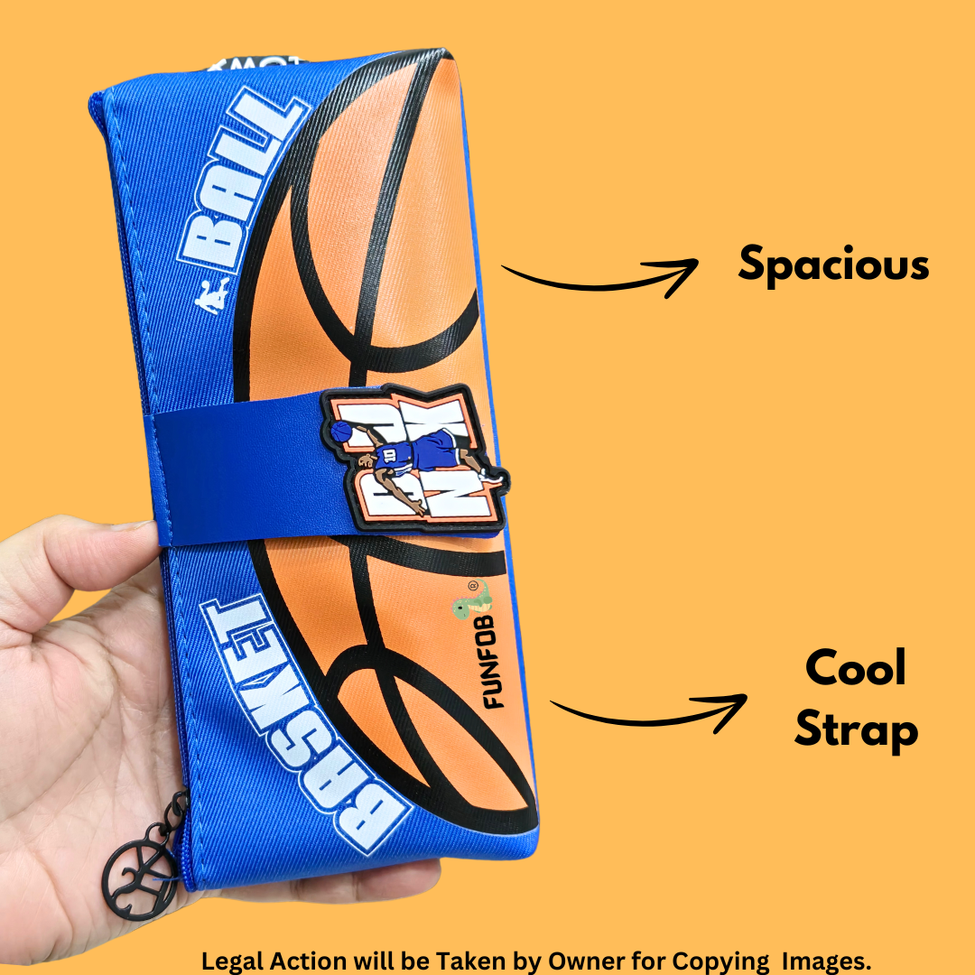 Soccer Pencil Pouch for Kids Teenager School College | Soccer Blue Orange Basic