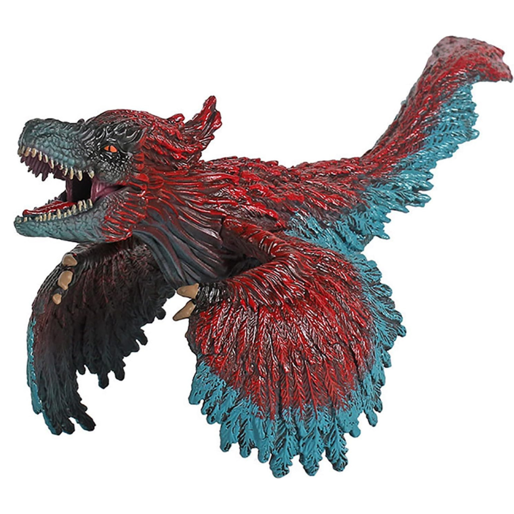 Pyroraptor Dinosaur Toys Figure Jumbo Size Width-25cm | Red Blue Feather Big