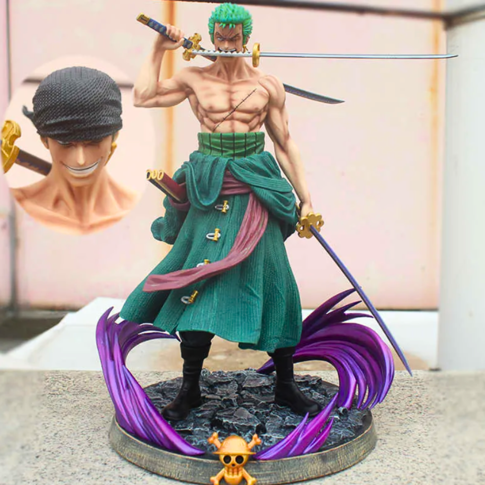 Anime Action Figure with Changable Face | Assembly Required | Height -21CM | Zoro On Stone