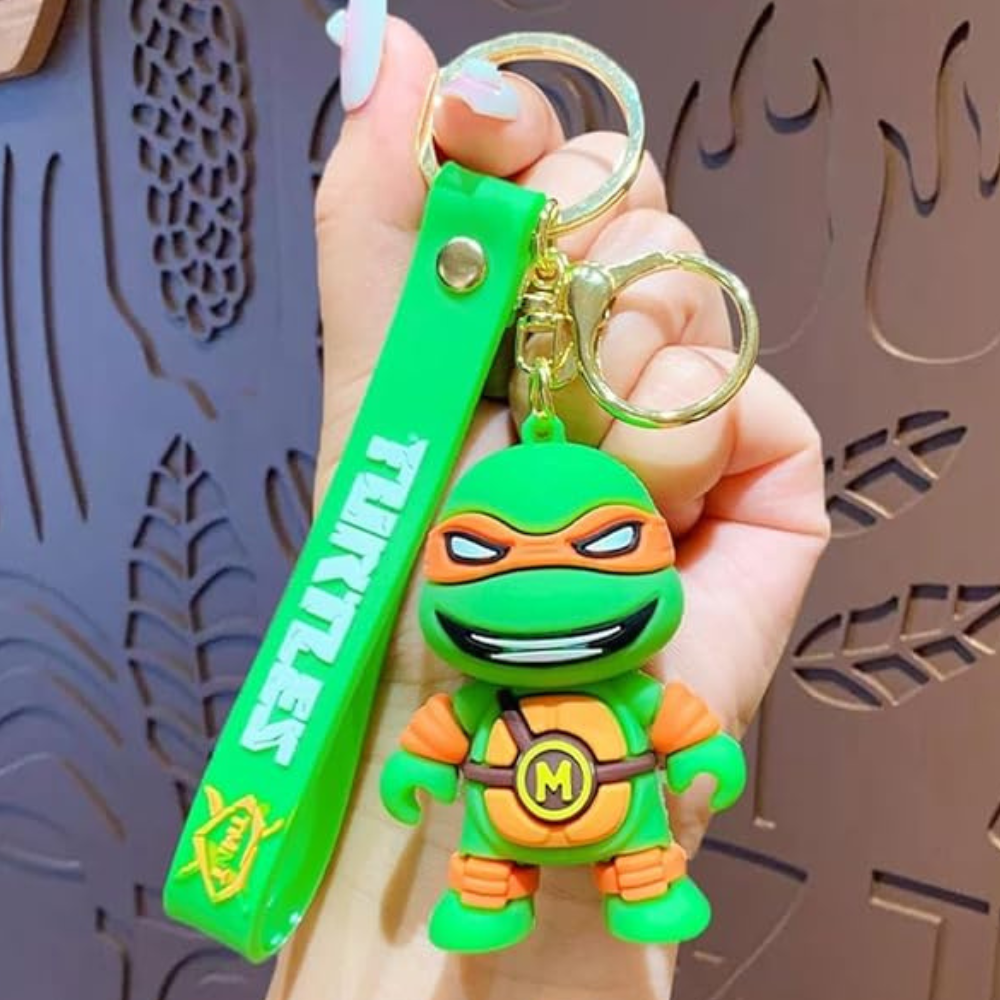 Ninja Turtle Keychain With Hook & Strap | Ninja Orange