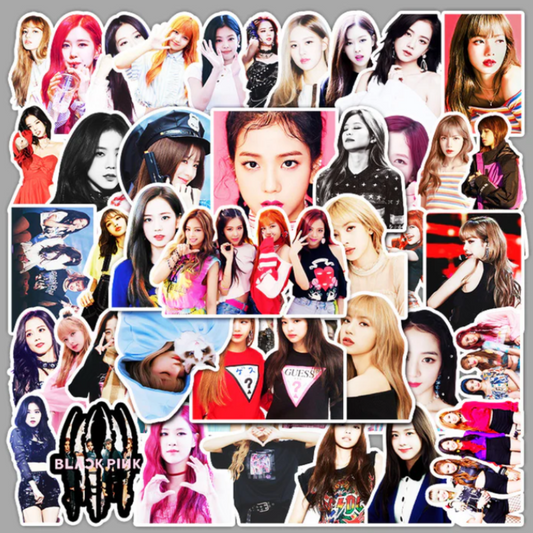 Black pink Stickers Pack of 50 | Random - No Repeat