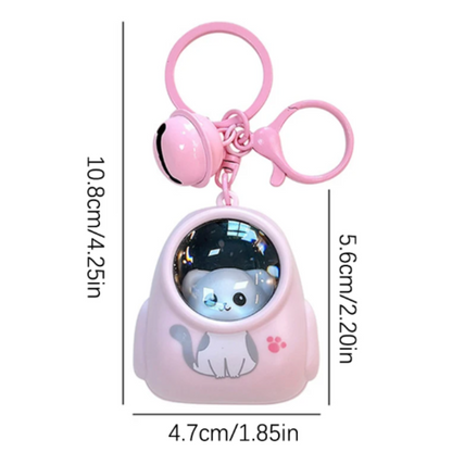 Cute Kitty In Bag Keychain With Light On / Off Button | 1pc Random Colour