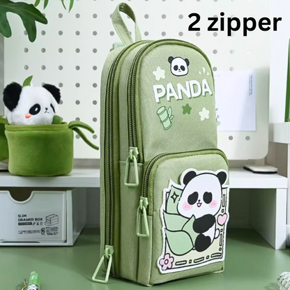 Panda Pencil Pouch for Kids Teenages Adult School Stationery Multiutility Pouch | Panda All Green Pouch