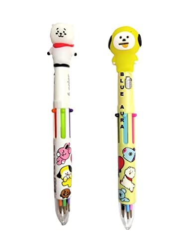 BTS Pen with Light 6 In 1 Colour Ball Set of 6 Multi color | BT21 Light