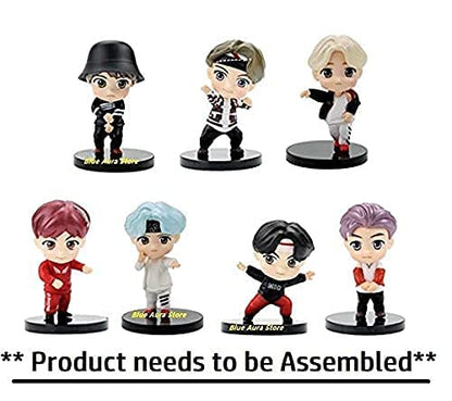 BTS BT21 Bangtan Boys Set of 7 Action Toy Figure Height - 7.8 CM | Dancing