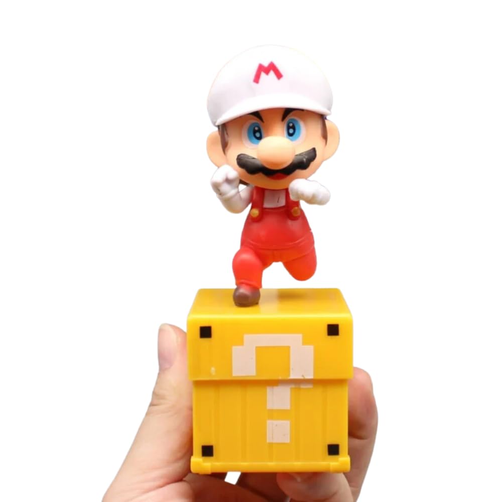 Mario Action Figure Height-13.5cm Mario Toys | White Red Mario Yellow Box