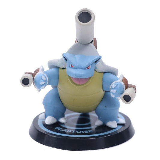 Cartoon Action Figure Toy Height -8CM | Poke Blue Yellow Round Stand