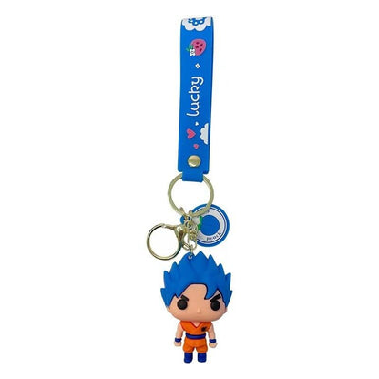 Anime Keychain with Hook & Strap | Goku P-op Keychain Blue