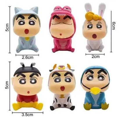 Shinchan Action Figure Set of 6 Height-6CM| Shinchan & Himawari