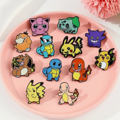 Pocket Monster Cartoon Lapel Pins | Metallic Enamel Badges | Pack of 3