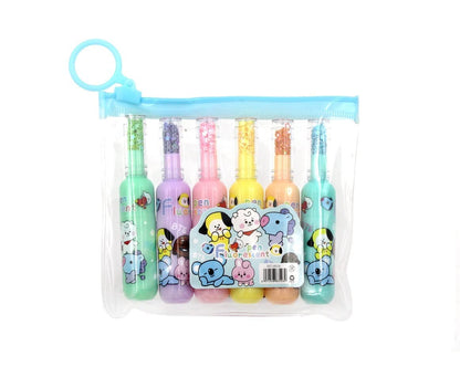 Bts Colouring 6 Pcs Bt21 Colour Pens Stationery Bottle Shaped Markers