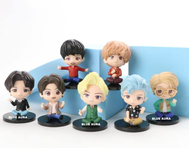 BTS Figures Dance Disco Dynamite Set of 7 Action Toy Figure  Height - 7.5 to 7.8CM | Disco Dynamite Sitting