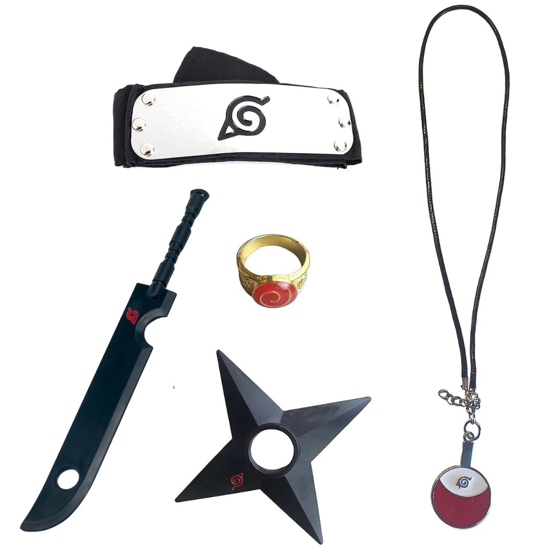 Ninja Anime Merchandise Set of 5 Head Band ,Ring ,Necklace Ring & Accessories | Ka-kashi Set