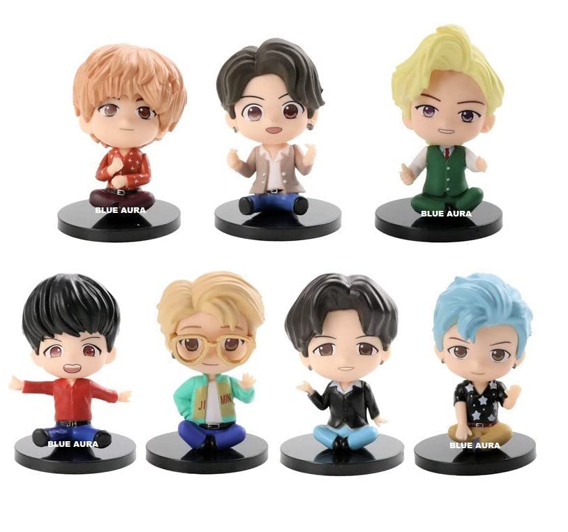 BTS Figures Dance Disco Dynamite Set of 7 Action Toy Figure  Height - 7.5 to 7.8CM | Disco Dynamite Sitting