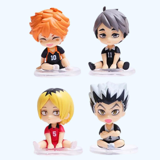 Anime Action Figures Set of 4 Chibi Style Height-5.5cm | Girl Mini Sitting Set of 4 Haik-yuu