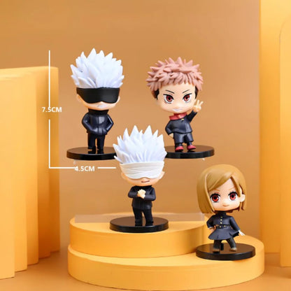 Anime Action Figure Set of 4 Height -7.5cm  | Juju-tsu Set of 4 Mini