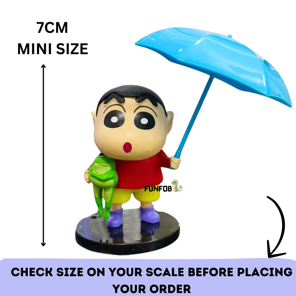 Shinchan Action Figure Toy Size - 7CM | Shin Blue Umbrella Small