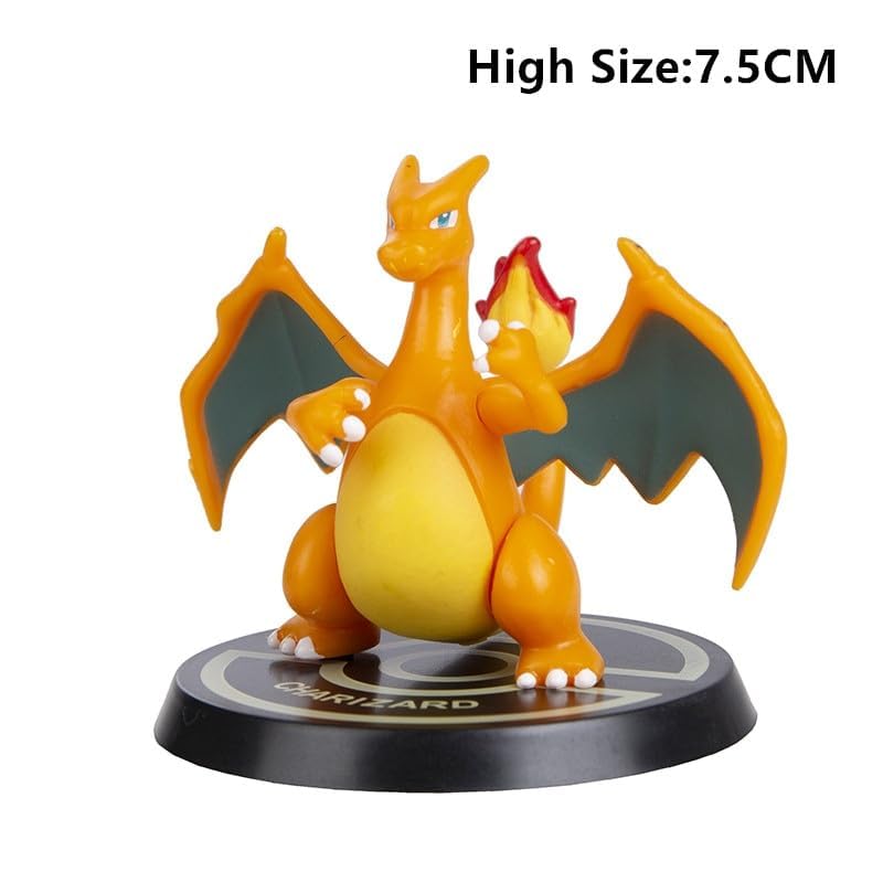 Cartoon Action Figure Toy Height - 7.5CM | Poke Orange Round Stand