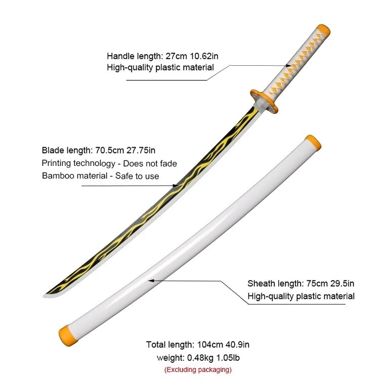 Devil Slayer Katana Wooden Sword Toy Life Siz 104CM Bamboo Wood Anime Cosplay Replica | Zeni Katana