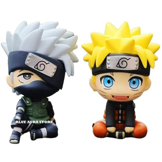 Anime Ninja Action Figures Set of 2 | Height - 6.5cm | N-K Blue