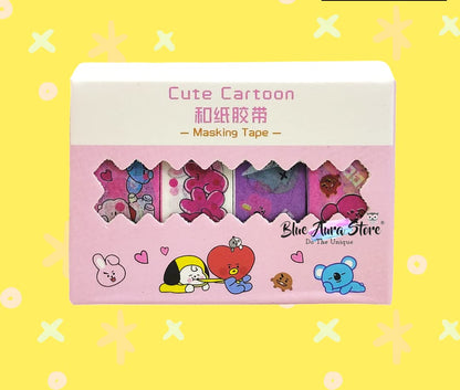 BTS BT21 Washi Tape | 4 Random Tape in One Box|  For Scrapbooking DIY Art & Craft