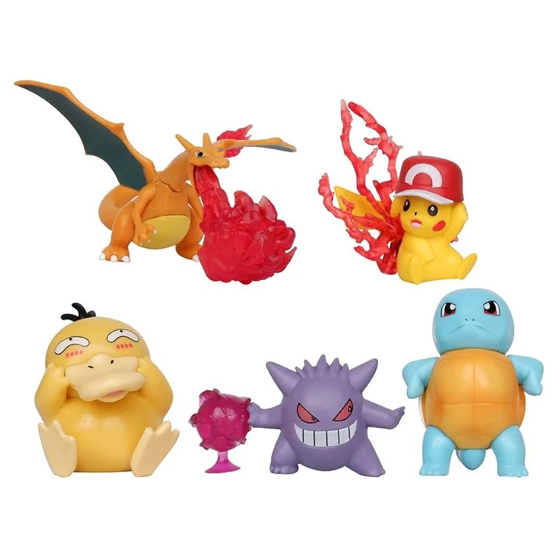 Cartoon Action Figure Pack of 5 Toy Height- 4.5cm to 7cm | Poke Purple Set