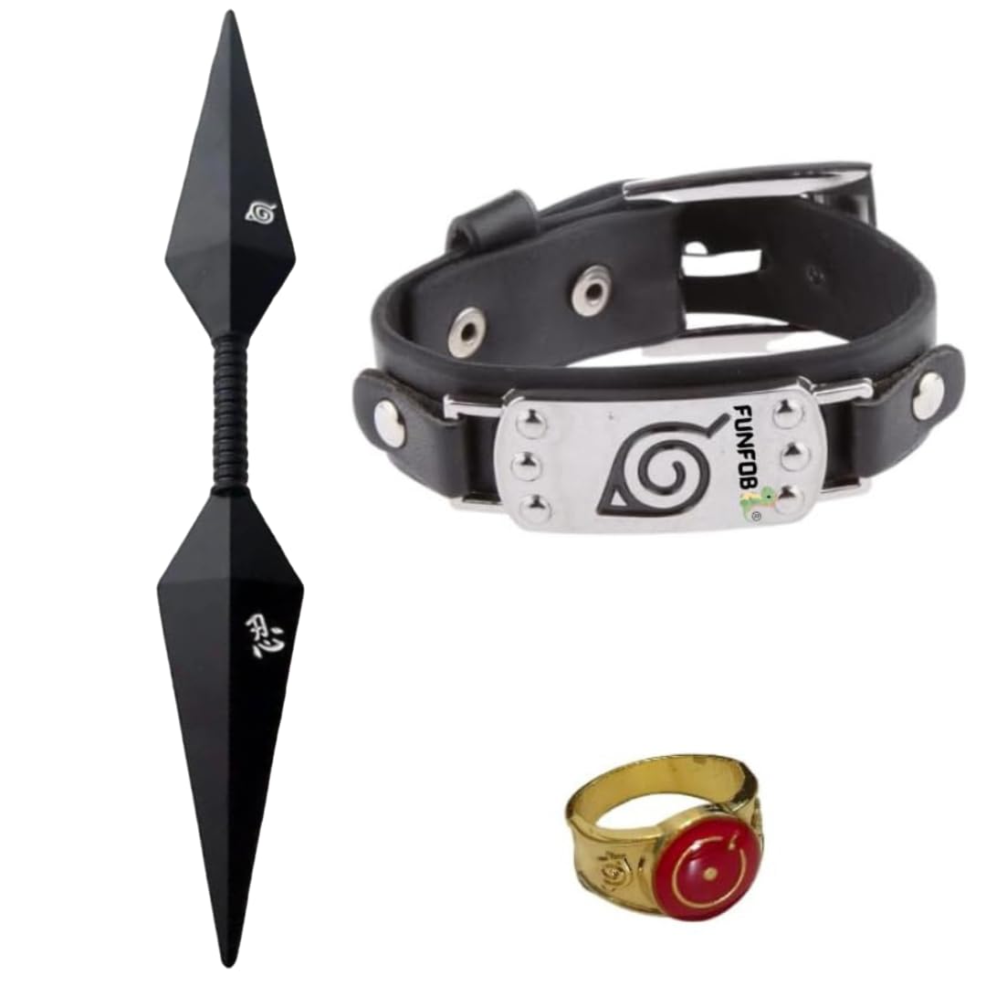 Anime Cosplay Pack of 3 Items for Anime Fans - Kunai ,Bracelet,Ring | Naru Cos 5