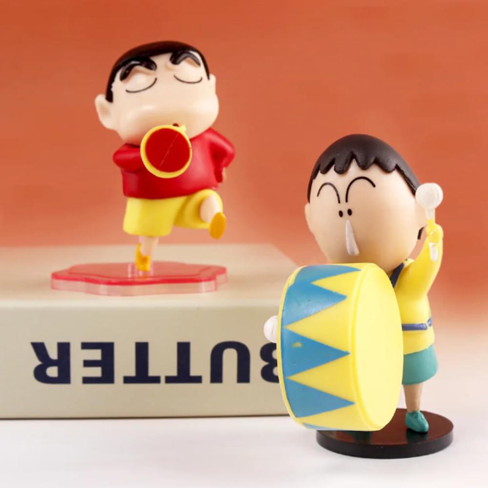 Shinchan Action Figures Set of 6 Toys Height -6cm to 7.5cm | Shinchan Friends Dancing