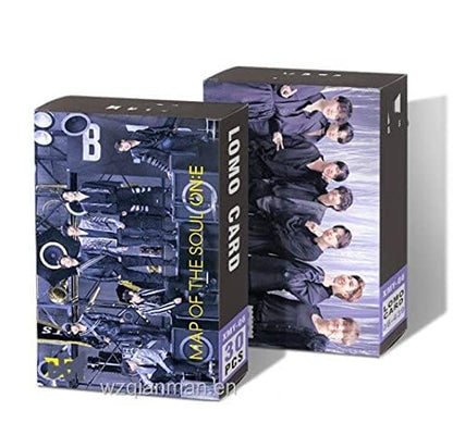 BTS Lomo Cards Photocard Merchandise - Gift Collection, Wall Decor, Birthday Decoration - Pack of 30 | Grey Map of Soul