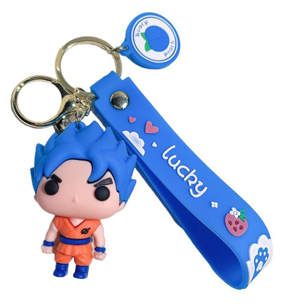 Anime Keychain with Hook & Strap | Goku P-op Keychain Blue