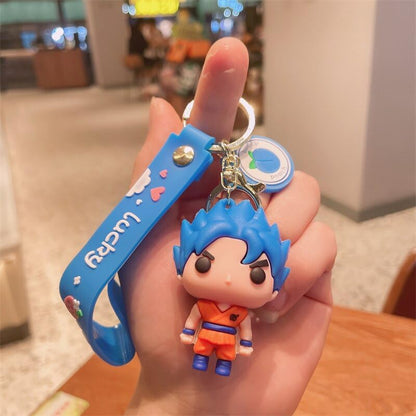 Anime Keychain with Hook & Strap | Goku P-op Keychain Blue